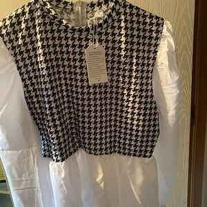 Black and White Houndstooth Top
